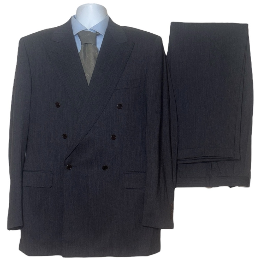 Canali Double-Breasted Suit - Dark Gray